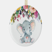 Floral Girl Elephant Baby shower Pink en Grey Keramisch Ornament (Rechts)
