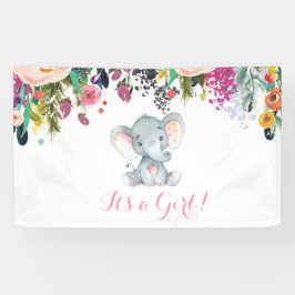 Floral Girl Elephant Baby shower Pink en Grey Spandoek