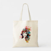 Floral Girl Flower Art Canvas tas (Achterkant)