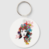 Floral Girl Flower Hair Sleutelhanger (Voorkant)