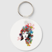 Floral Girl Flower Hair Sleutelhanger (Achterkant)