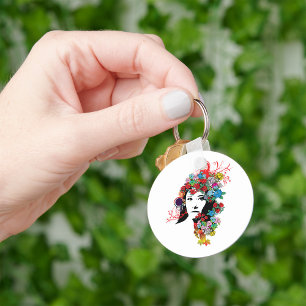 Floral Girl Flower Hair Sleutelhanger