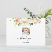 Floral Girl Foto Birthday Party Bedankkaart (Staand voorkant)