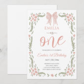 Floral girl one birthday kaart (Voorkant / Achterkant)