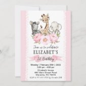 Floral Girl Safari Baby Animals Kaart (Voorkant)