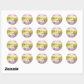 Floral Girly Chic Gold Dank je bruiloft Ronde Sticker (Vel)