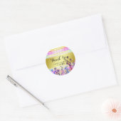 Floral Girly Chic Gold Dank je bruiloft Ronde Sticker (Envelop)