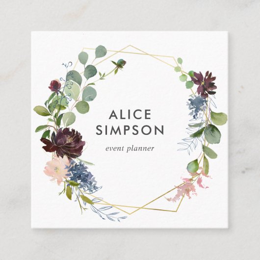 Floral Girly Elegant Vierkante Visitekaartje (Voorkant)