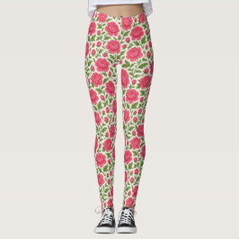 Floral Girly Lush Pink Pioenen Leggings