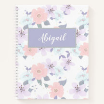 Floral Girly Modern Name Spiral Notitieboek