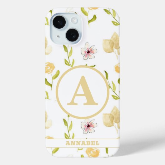Floral Girly Monogram Case-Mate iPhone Case (Achterkant)