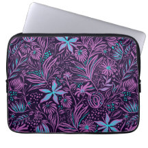 Floral Girly Pink Paars Blauwgroen Black Pattern M