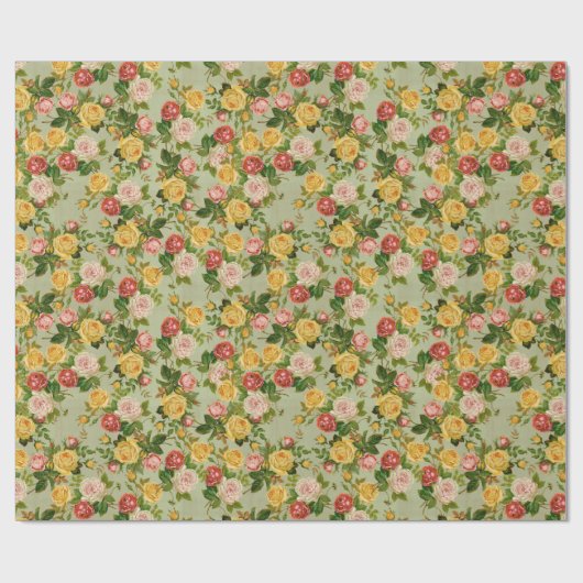   "Floral Girly"-Roos Cadeaupapier (Vlak)