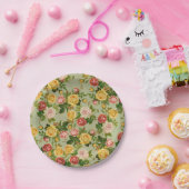   "Floral Girly"-Roos Papieren Bordje (Feest)