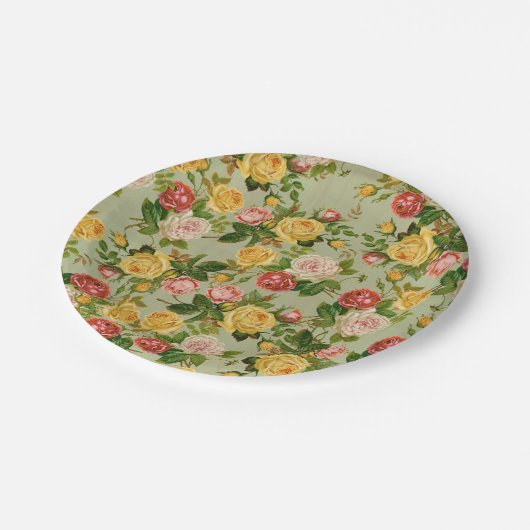 "Floral Girly"-Roos Papieren Bordje (Gekanteld)