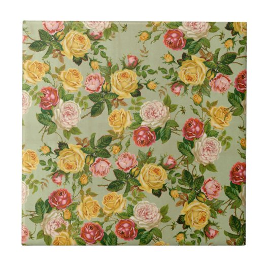   "Floral Girly"-Roos Tegeltje (Voorkant)