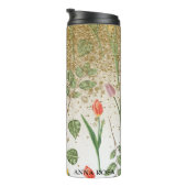 *~* Floral Girly Yellow Pink TULIPS Gold Glitter Thermosbeker (Geroteerd rechts)