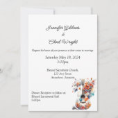 Floral gitaar bruiloft uitnodiging, 5x7" uitnodigi kaart (Voorkant)