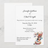 Floral gitaar bruiloft uitnodiging, 5x7" uitnodigi kaart (Voorkant / Achterkant)