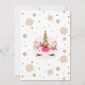 Floral Glam Gold Glitter Eenhoorn Baby shower Kaart (Achterkant)