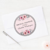 Floral Glam Silver Glitter Border Vrijgezellenfees Ronde Sticker (Envelop)