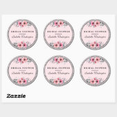 Floral Glam Silver Glitter Border Vrijgezellenfees Ronde Sticker (Vel)