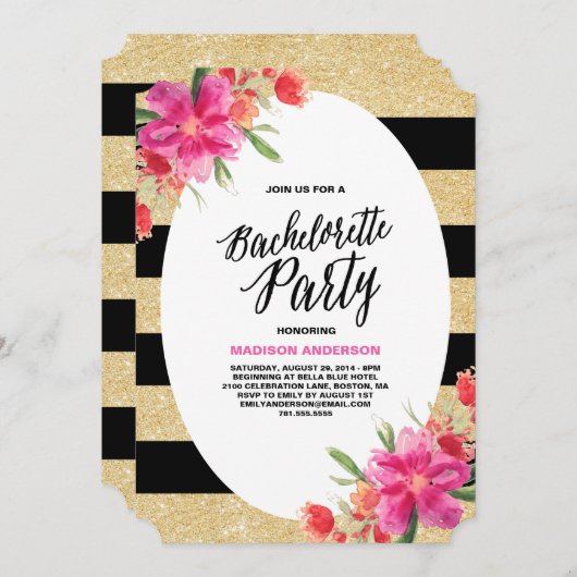 Floral Glam | Uitnodiging Bachelorette (Voorkant / Achterkant)