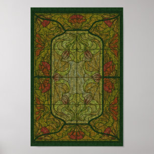 Floral Glas in lood Design Art Poster