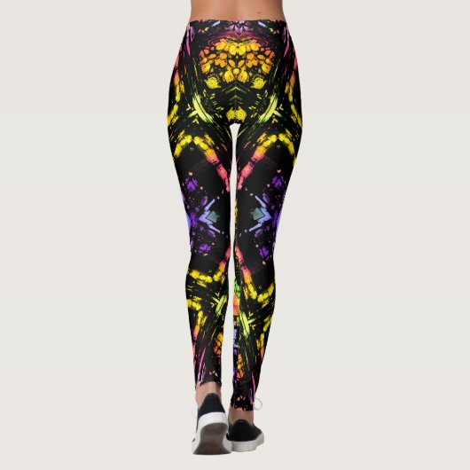 Floral Glas in lood Kaleidoscoop Leggings (Achterkant)