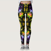 Floral Glas in lood Kaleidoscoop Leggings (Voorkant)