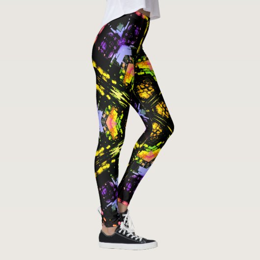 Floral Glas in lood Kaleidoscoop Leggings (Rechts)