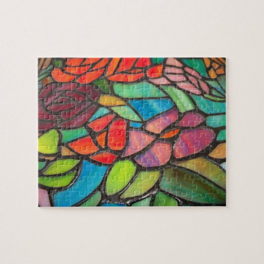 Floral Glas in lood Puzzle Legpuzzel (Horizontaal)
