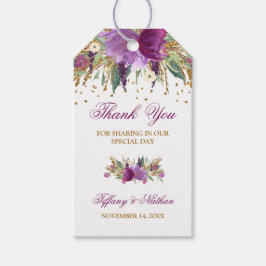 Floral Glitter Amethist Favor Bedankt Cadeau Label Cadeaulabel