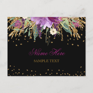 Floral Glitter Amethyst Briefkaart