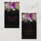 Floral Glitter Amethyst Visitekaartje (Voorkant / Achterkant)