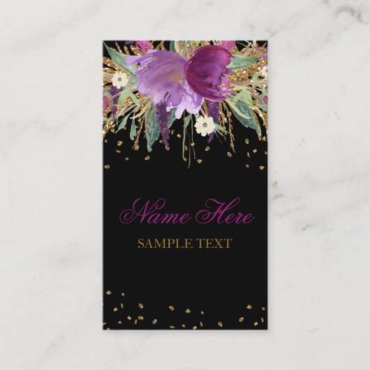 Floral Glitter Amethyst Visitekaartje (Voorkant)