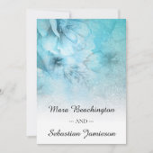 *~* Floral Glitter Blauw Paarse Waterverf bruiloft Kaart (Voorkant)