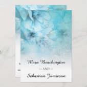 *~* Floral Glitter Blauw Paarse Waterverf bruiloft Kaart (Voorkant / Achterkant)