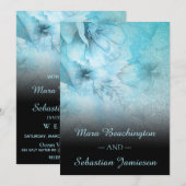 *~* Floral Glitter Blauw Paarse Waterverf bruiloft Kaart (Voorkant / Achterkant)