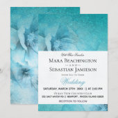 *~* Floral Glitter Blauwgroen Elegant Huwelijk Kaart (Voorkant / Achterkant)