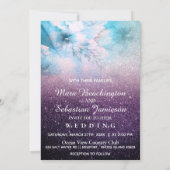 *~* Floral Glitter Blue Paarse Waterverf Wedding Kaart (Achterkant)