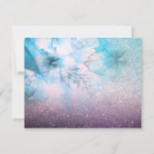 *~* Floral Glitter Blue Paarse Waterverf Wedding RSVP Kaartje (Achterkant)