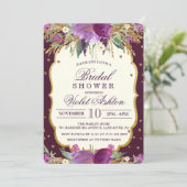 Floral Glitter bruids douche uitnodiging (Staand voorkant)