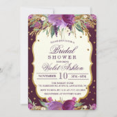 Floral Glitter bruids douche uitnodiging (Voorkant)
