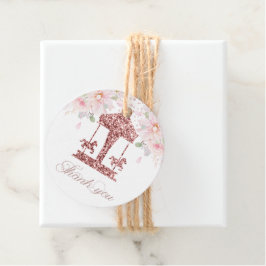 Floral Glitter Carrousel Verjaardag Dank u Bedankjes Labels