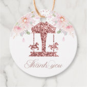 Floral Glitter Carrousel Verjaardag Dank u Bedankjes Labels (Voorkant)