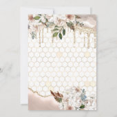 Floral Glitter Drip Marble Baby shower Kaart (Achterkant)