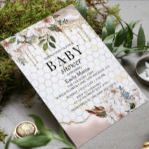 Floral Glitter Drip Marble Baby shower