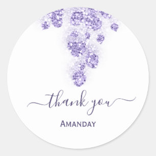 Floral Glitter Drips Bridal Sweet16th Dank Paars Ronde Sticker
