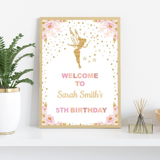 Floral Glitter Fairy Welcome Signs Poster